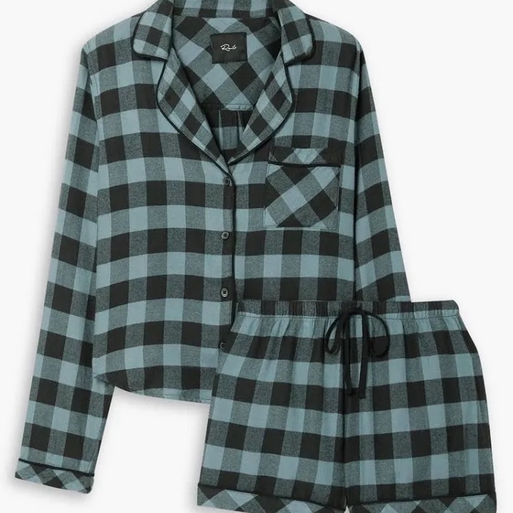 Plaid Pajama Set in Blue and Black